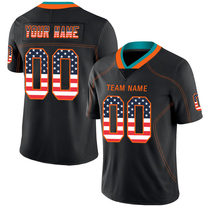 Custom M.Dolphins Stitched American Football Jerseys Personalize Birthday Gifts Black Jersey - Main View