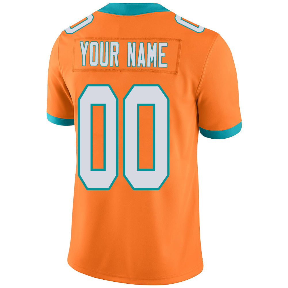 Custom M.Dolphins Stitched American Football Jerseys Personalize Birthday Gifts Orange Jersey view 3