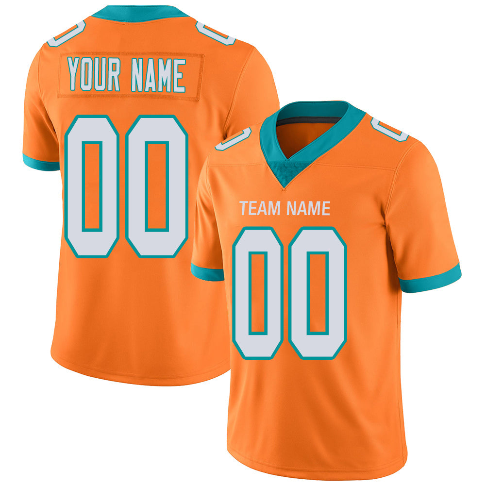 Custom M.Dolphins Stitched American Football Jerseys Personalize Birthday Gifts Orange Jersey - Main View