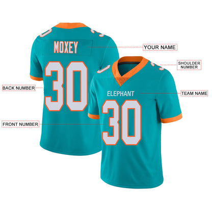 Custom M.Dolphins Stitched American Football Jerseys Personalize Birthday Gifts Aqua Jersey view 2