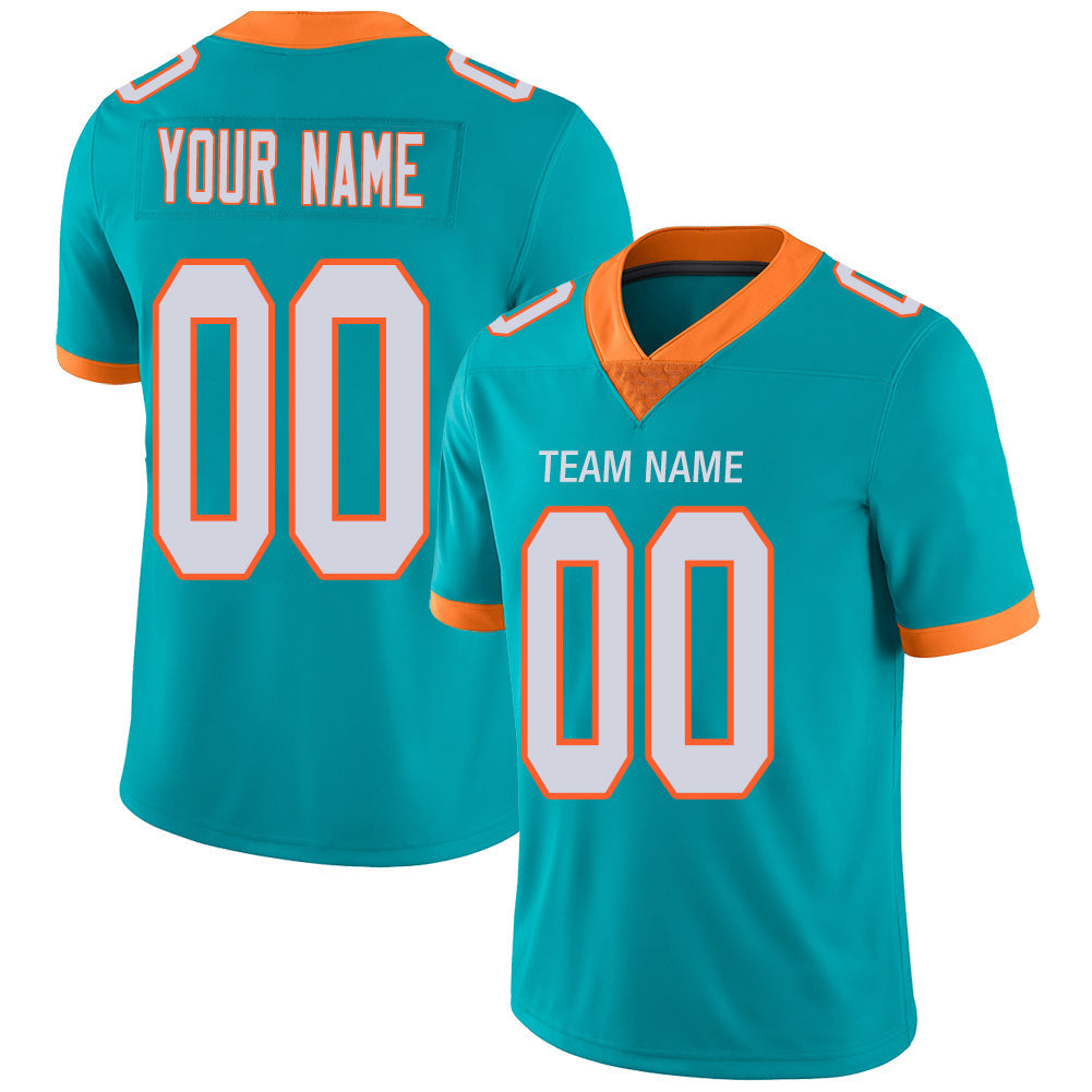 Custom M.Dolphins Stitched American Football Jerseys Personalize Birthday Gifts Aqua Jersey - Main View