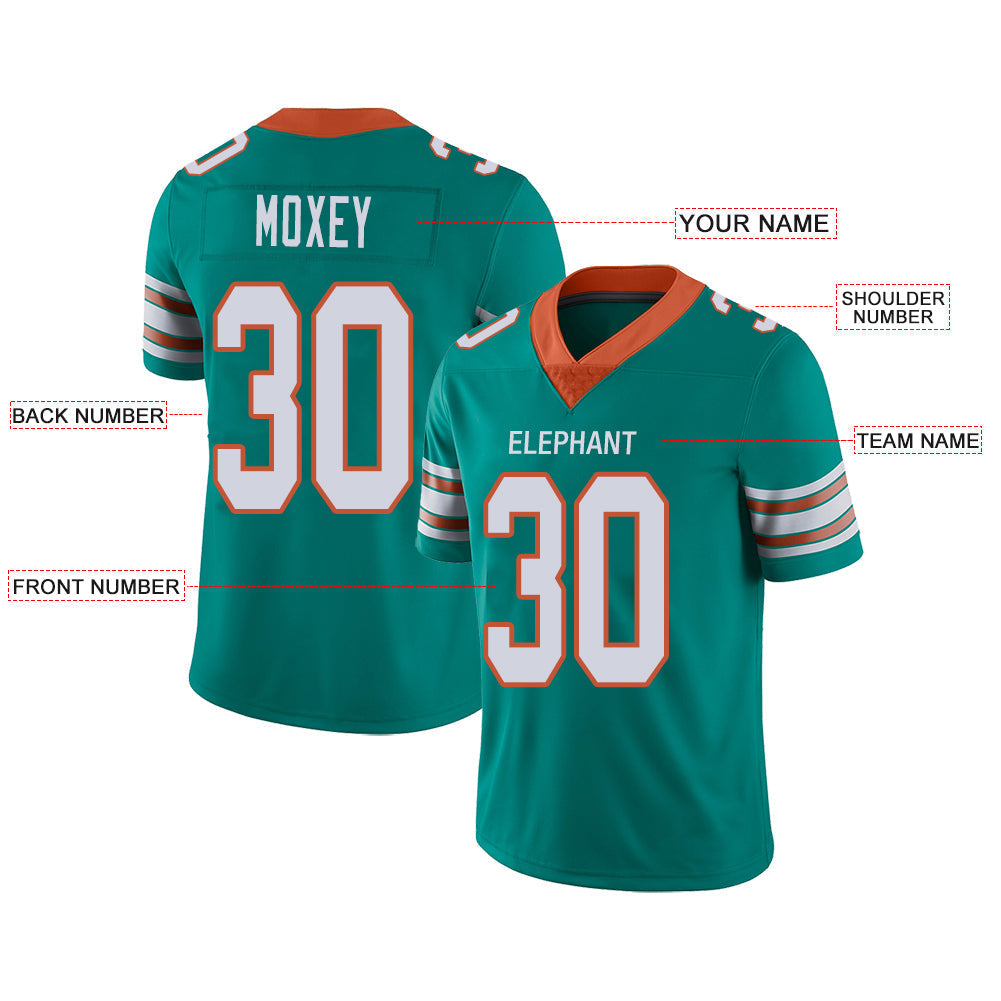 Custom M.Dolphins Stitched American Football Jerseys Personalize Birthday Gifts Aqua Jersey view 2