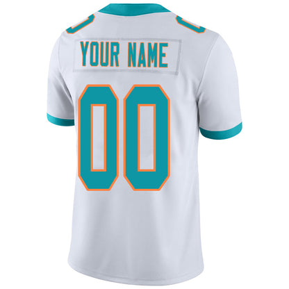 Custom M.Dolphins Stitched American Football Jerseys Personalize Birthday Gifts White Jersey view 3