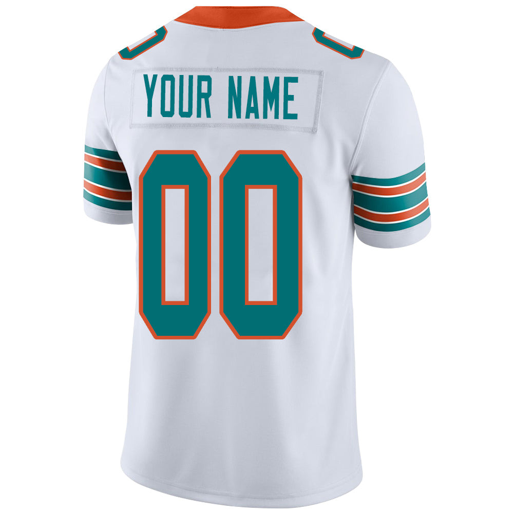 Custom M.Dolphins Stitched American Football Jerseys Personalize Birthday Gifts White Jersey view 3
