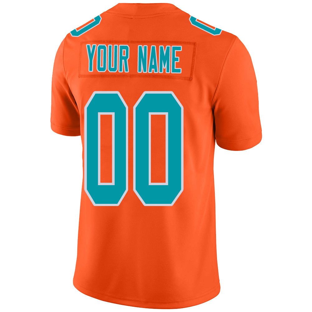 Custom M.Dolphins Stitched American Football Jerseys Personalize Birthday Gifts Orange Jersey view 3
