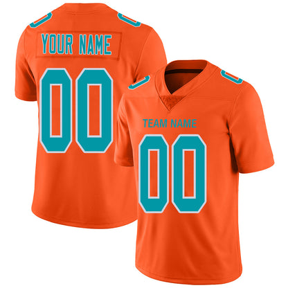 Custom M.Dolphins Stitched American Football Jerseys Personalize Birthday Gifts Orange Jersey - Main View