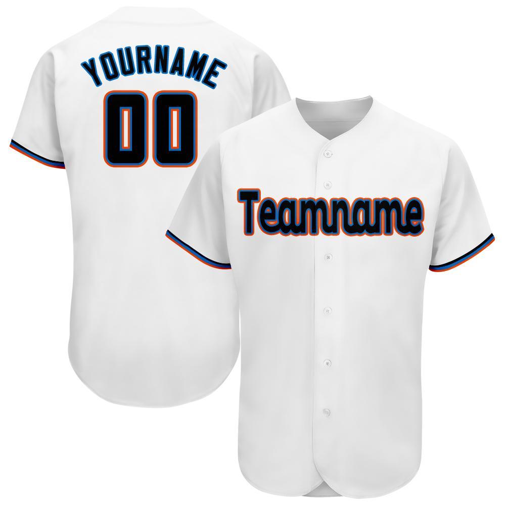 Custom White Black-Orange Baseball Jersey - Main View