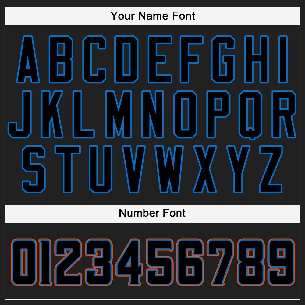 Custom Black Powder Blue-Orange Baseball Jersey view 4