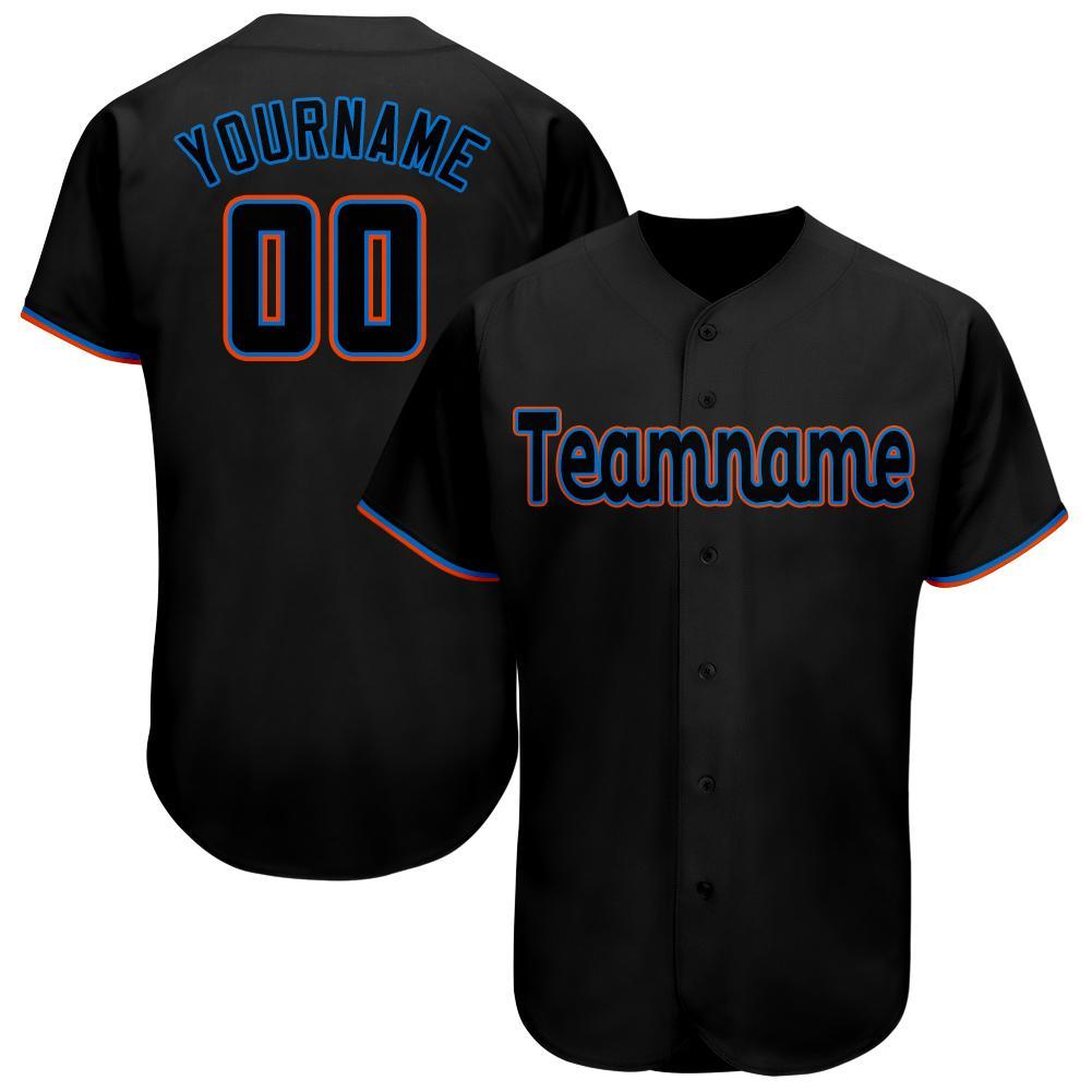 Custom Black Powder Blue-Orange Baseball Jersey - Main View