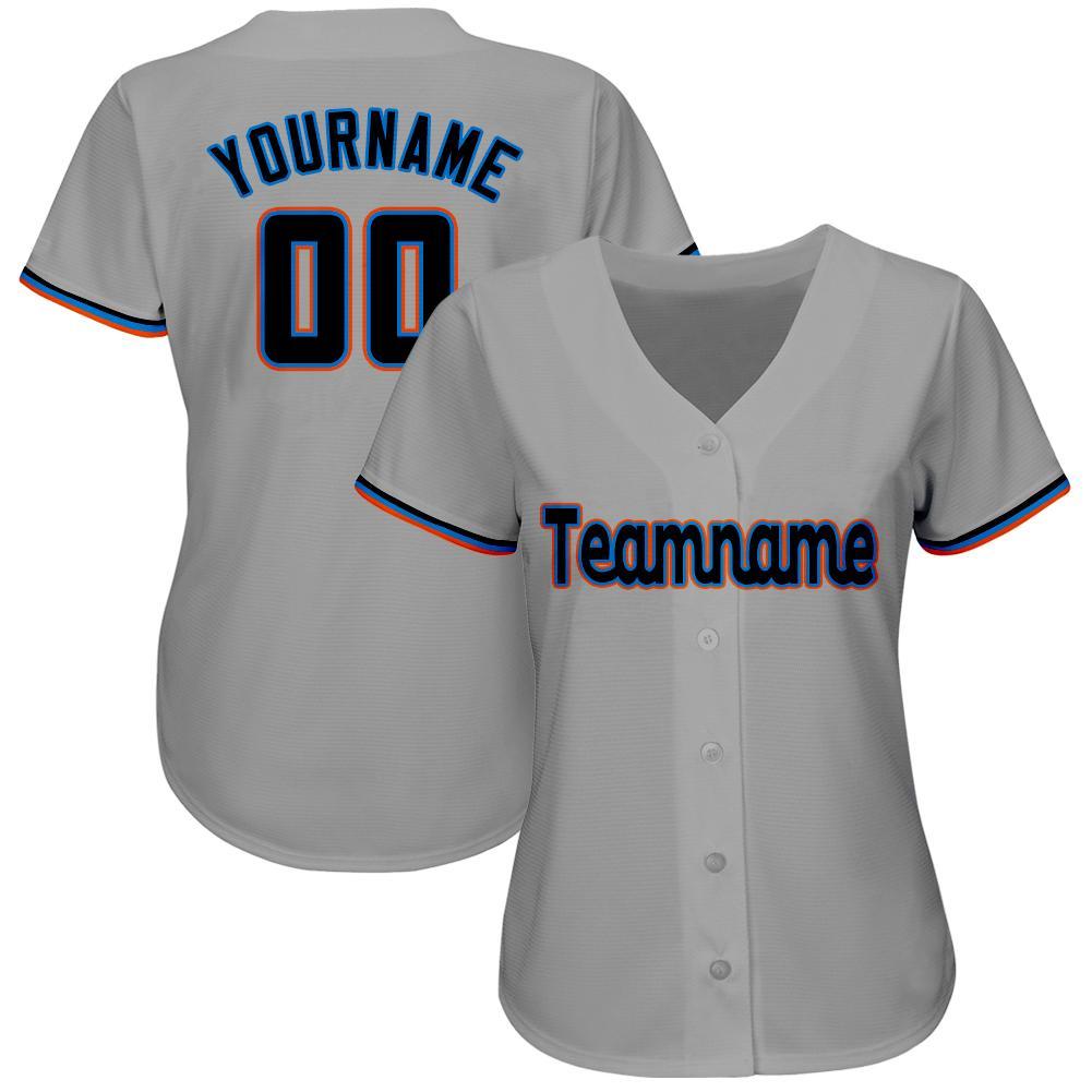 Custom Gray Black-Orange Baseball Jersey view 2