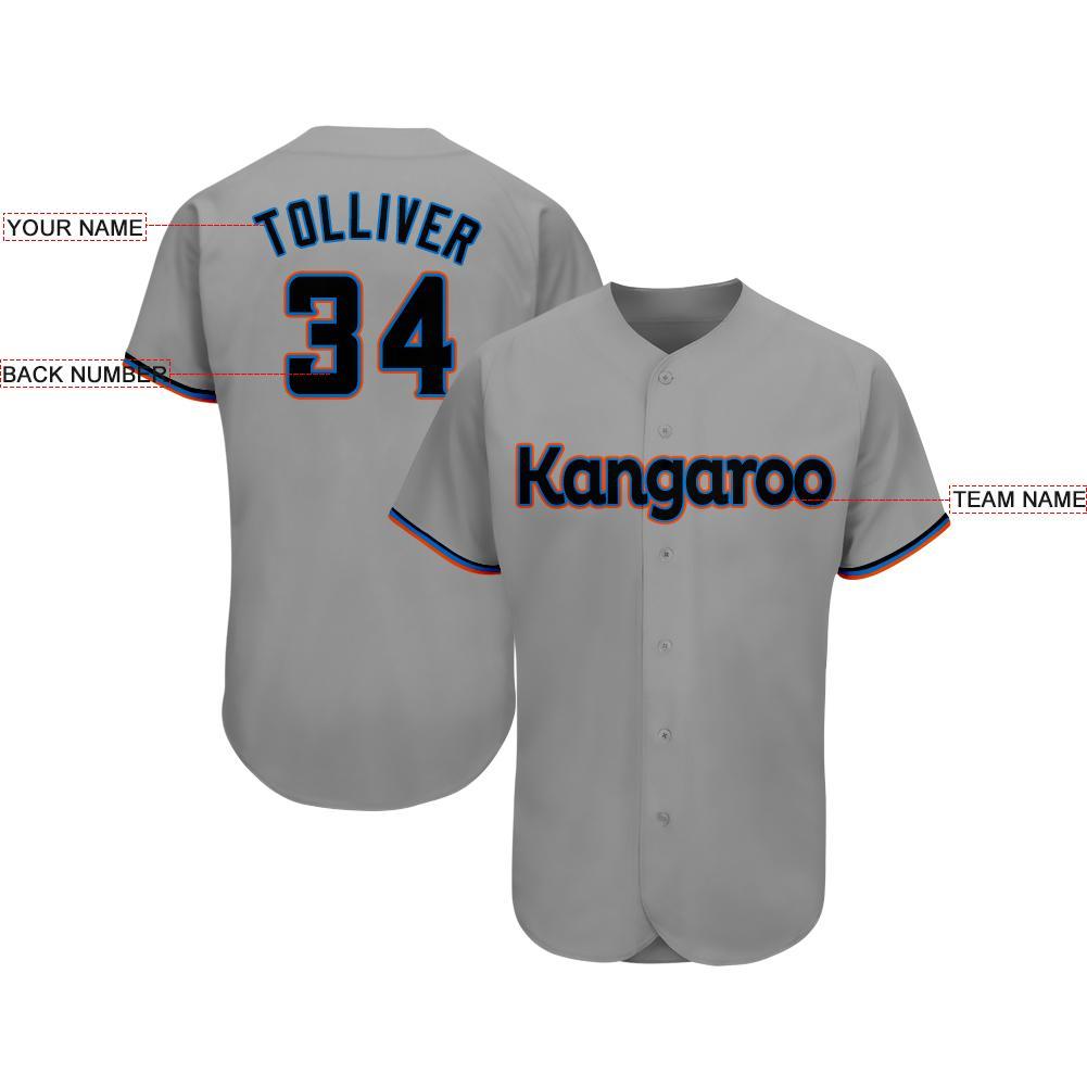 Custom Gray Black-Orange Baseball Jersey view 3