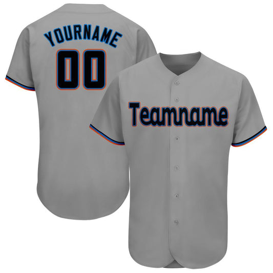 Custom Gray Black-Orange Baseball Jersey - Main View
