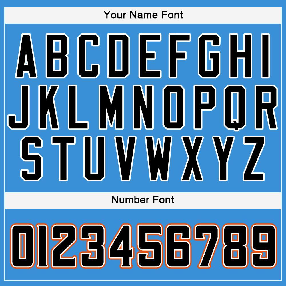Custom Powder Blue Black-Orange Baseball Jersey view 4