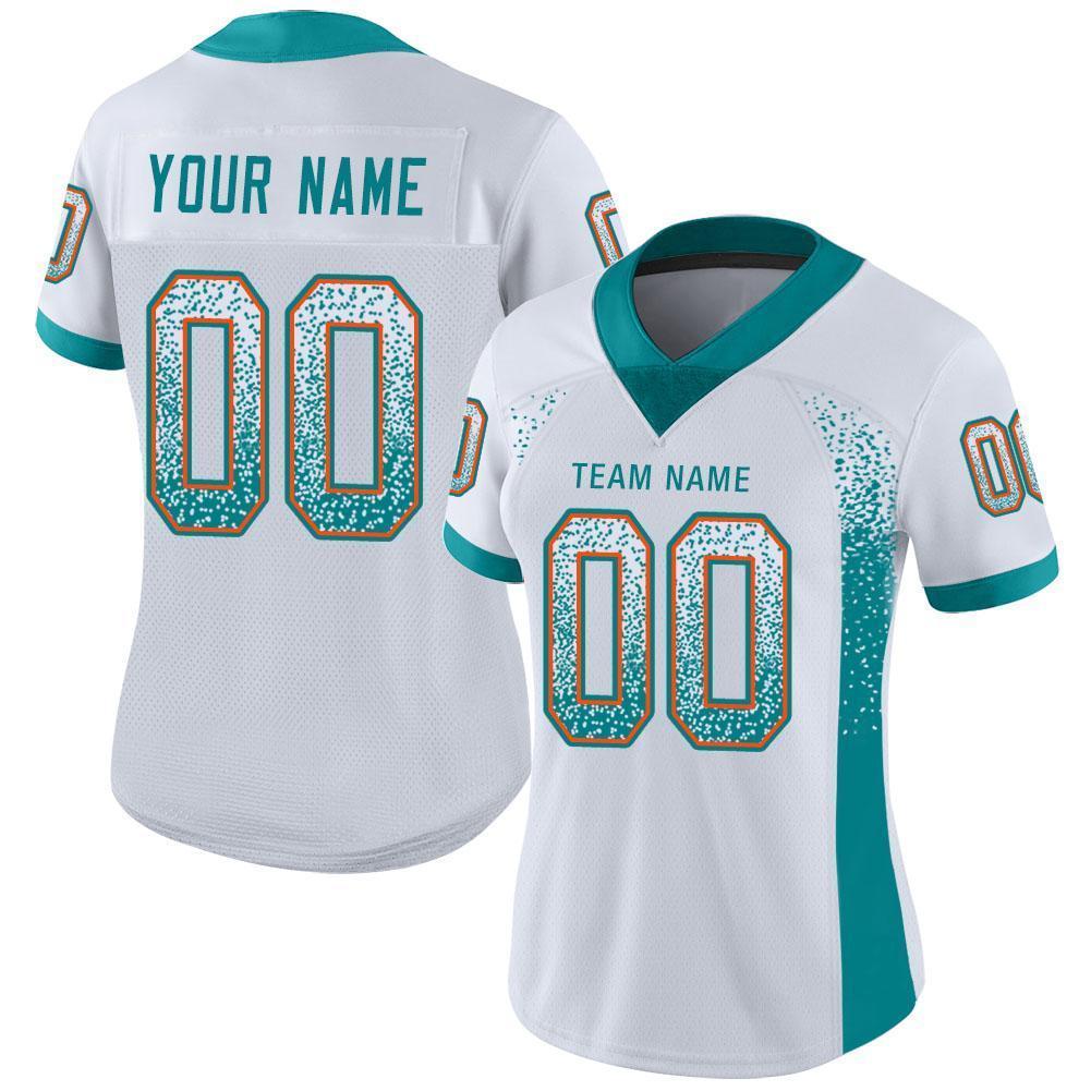 Custom White Aqua-Orange Drift Fashion Football Jersey view 2