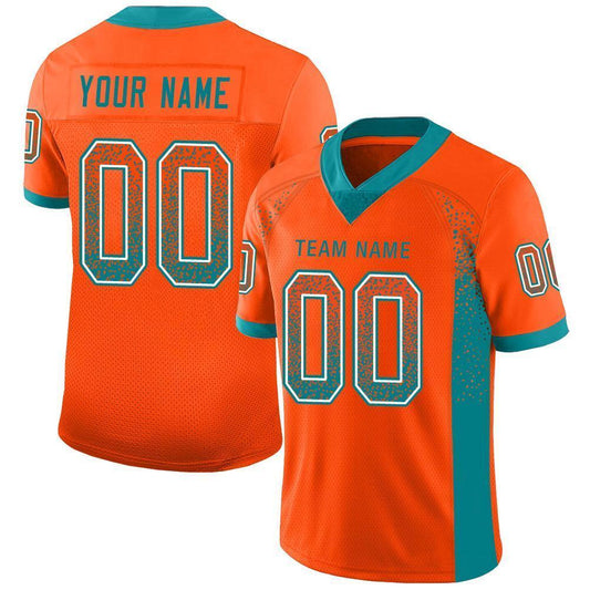 Custom Orange Aqua-White Drift Fashion Football Jersey - Main View