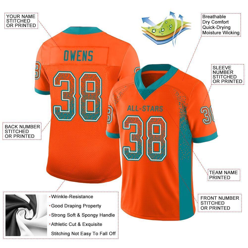 Custom Orange Aqua-White Drift Fashion Football Jersey view 3