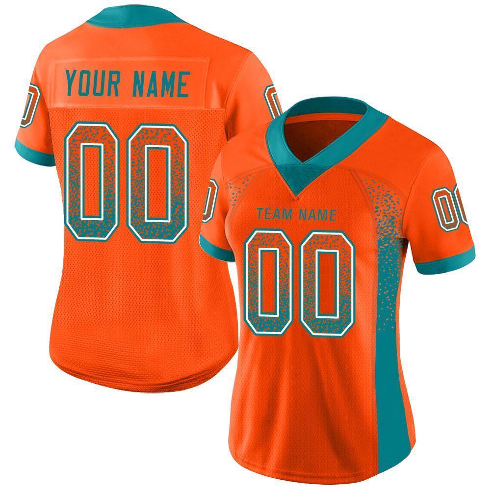 Custom Orange Aqua-White Drift Fashion Football Jersey view 2