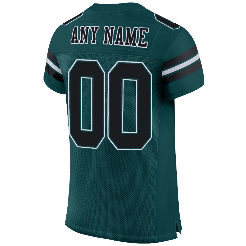 Custom Midnight Green Black-White Mesh Authentic Football Jersey view 3