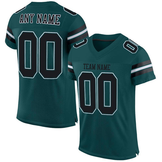Custom Midnight Green Black-White Mesh Authentic Football Jersey - Main View