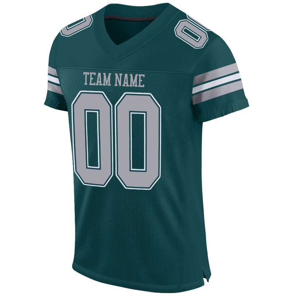 Custom Midnight Green Light Gray-White Mesh Authentic Football Jersey view 2