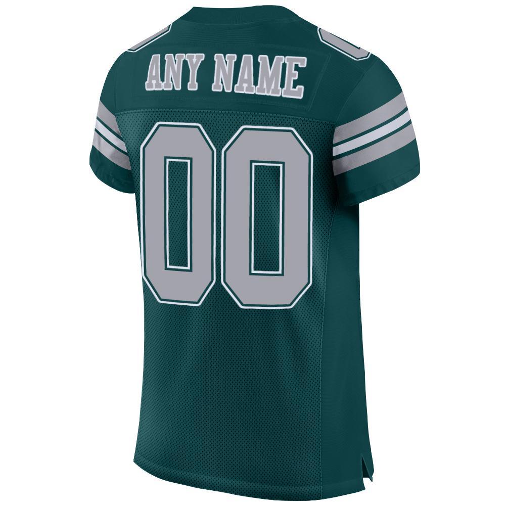 Custom Midnight Green Light Gray-White Mesh Authentic Football Jersey view 3