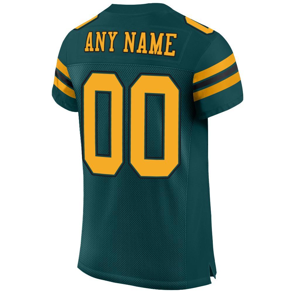Custom Midnight Green Gold-Black Mesh Authentic Football Jersey view 3