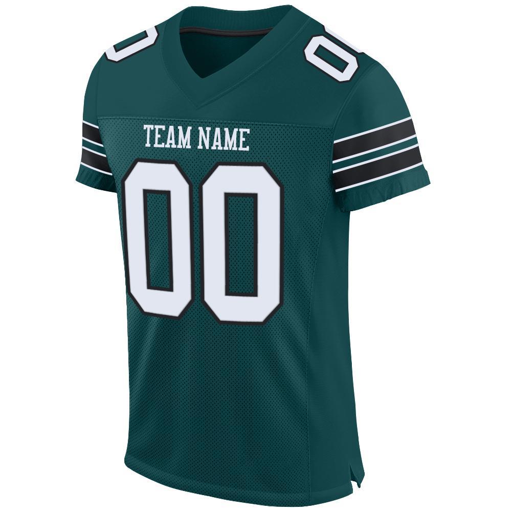 Custom Midnight Green White-Black Mesh Authentic Football Jersey view 2