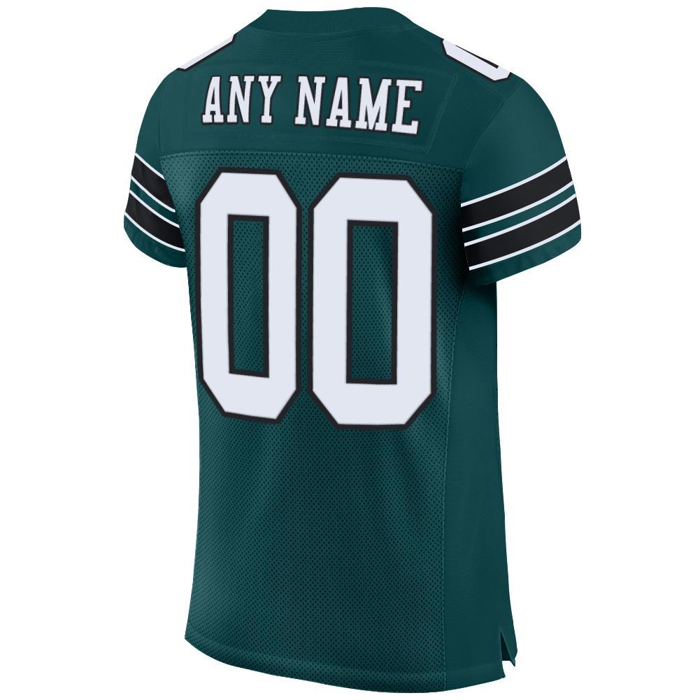 Custom Midnight Green White-Black Mesh Authentic Football Jersey view 3