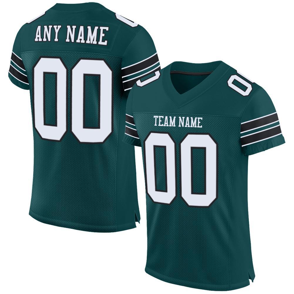 Custom Midnight Green White-Black Mesh Authentic Football Jersey - Main View