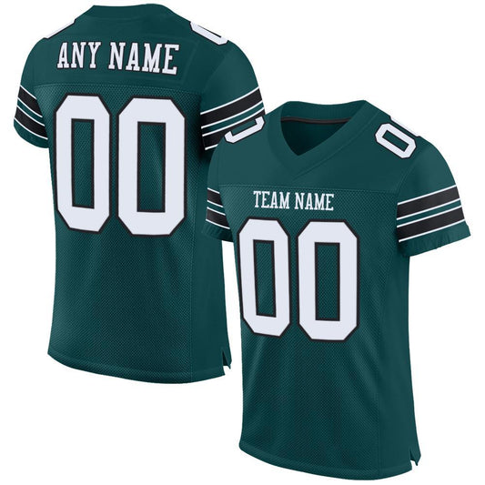 Custom Midnight Green White-Black Mesh Authentic Football Jersey - Main View