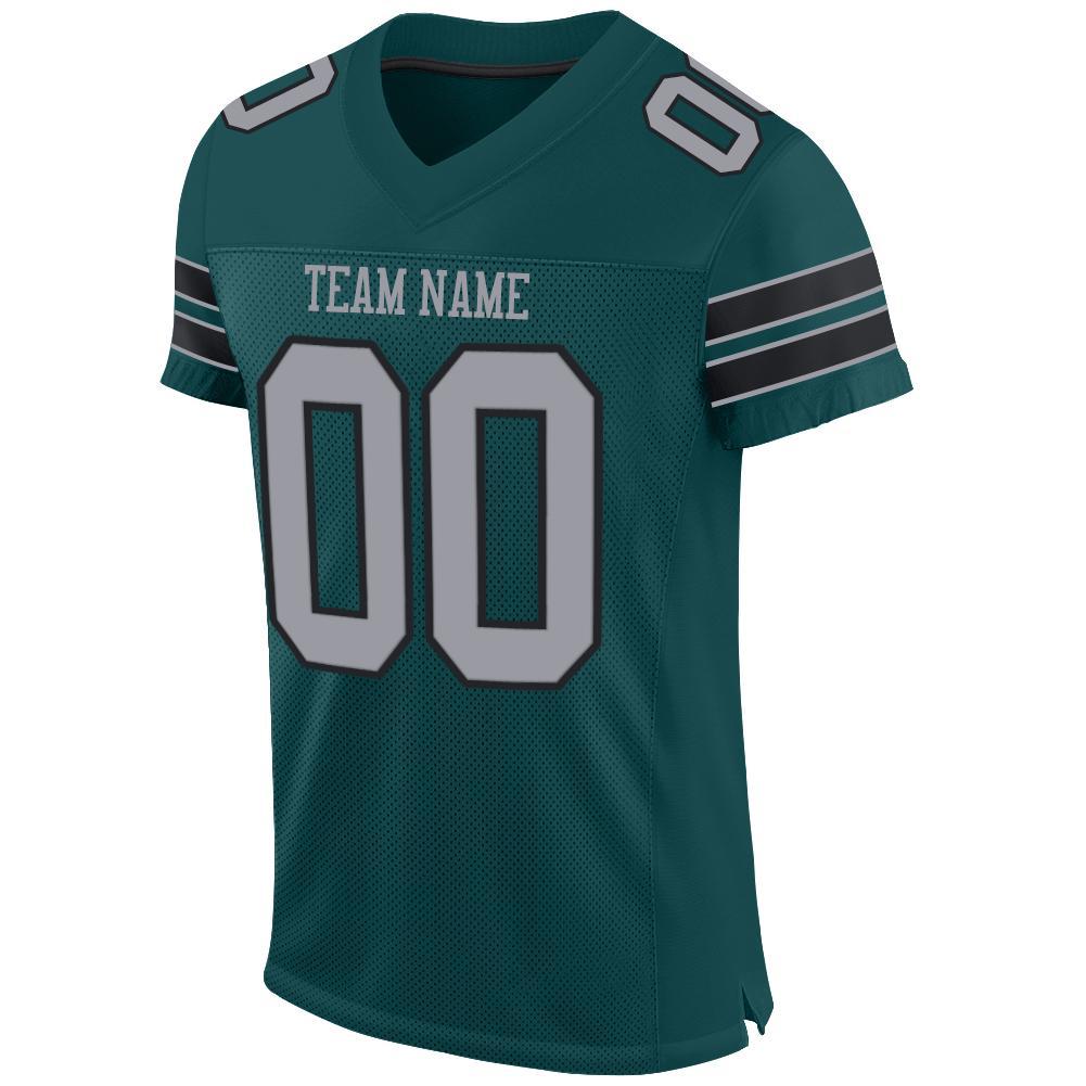 Custom Midnight Green Light Gray-Black Mesh Authentic Football Jersey view 2