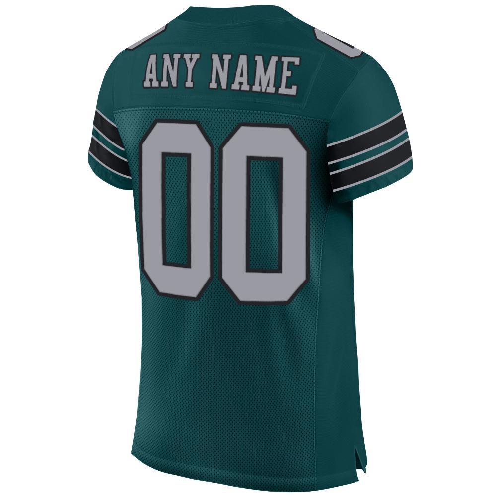 Custom Midnight Green Light Gray-Black Mesh Authentic Football Jersey view 3