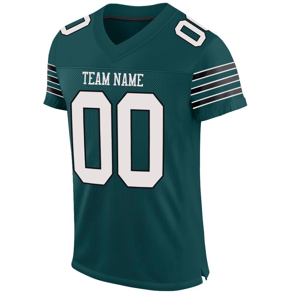 Custom Midnight Green White-Black Mesh Authentic Football Jersey view 2