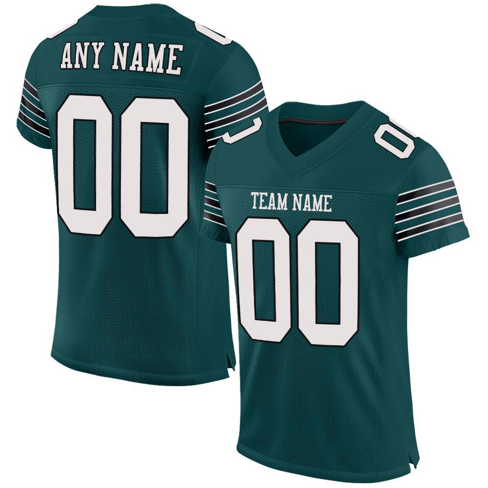 Custom Midnight Green White-Black Mesh Authentic Football Jersey - Main View