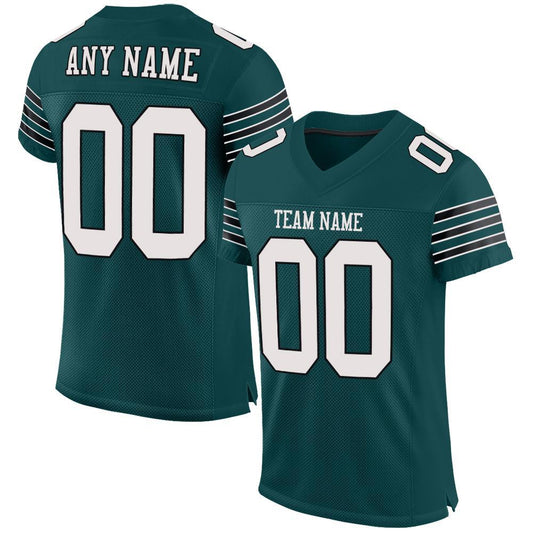 Custom Midnight Green White-Black Mesh Authentic Football Jersey - Main View