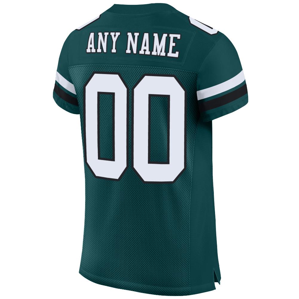 Custom Midnight Green White-Black Mesh Authentic Football Jersey view 3