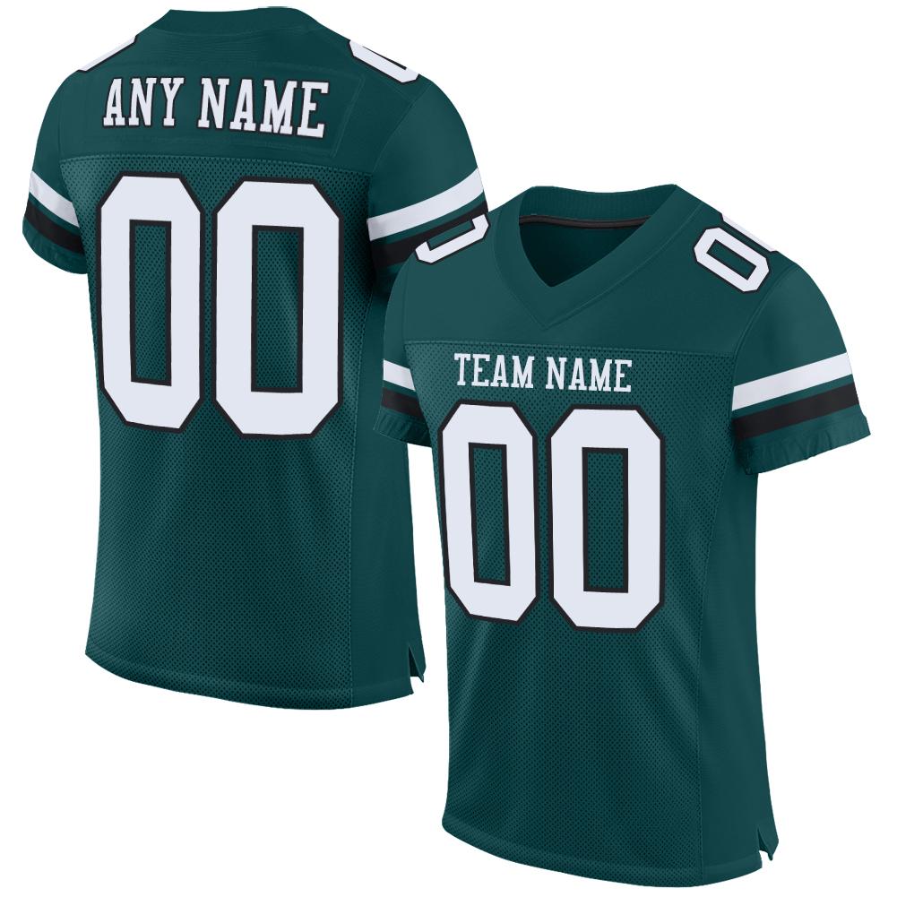 Custom Midnight Green White-Black Mesh Authentic Football Jersey - Main View