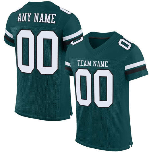 Custom Midnight Green White-Black Mesh Authentic Football Jersey - Main View