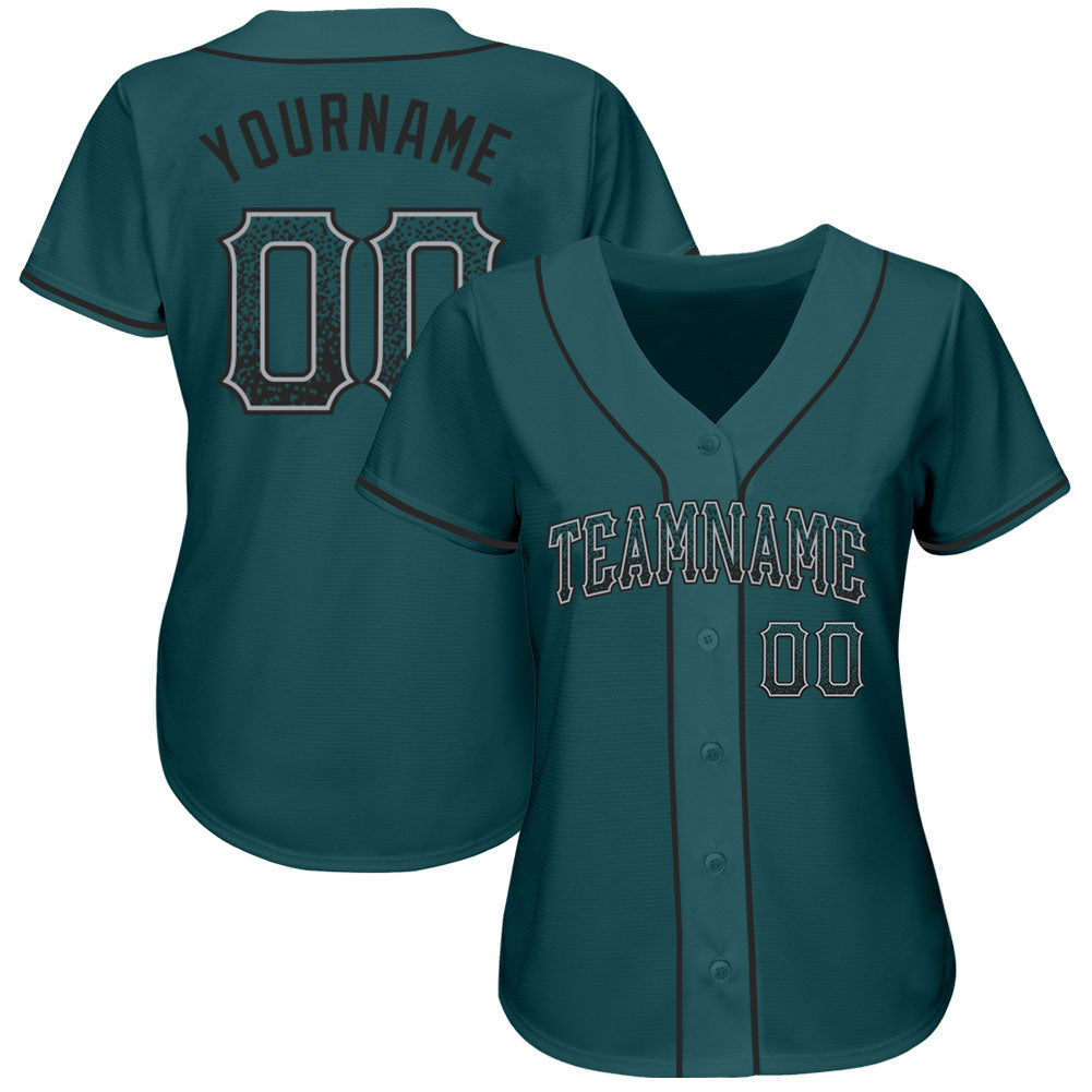 Custom Midnight Green Black-Gray Authentic Drift Fashion Baseball Jersey view 2