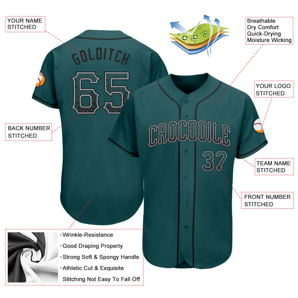 Custom Midnight Green Black-Gray Authentic Drift Fashion Baseball Jersey view 3