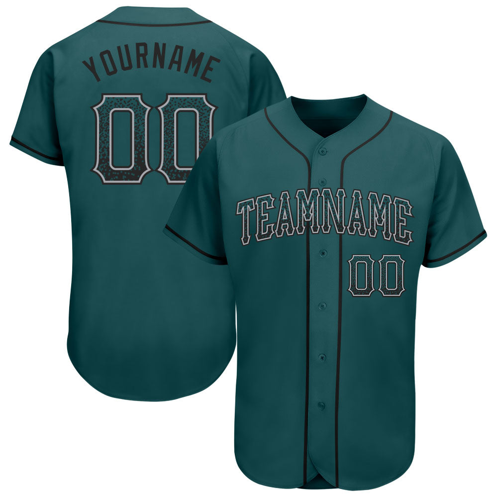 Custom Midnight Green Black-Gray Authentic Drift Fashion Baseball Jersey - Main View