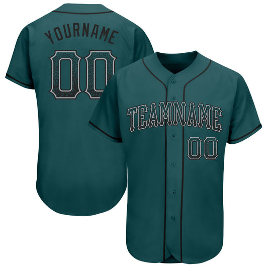 Custom Midnight Green Black-Gray Authentic Drift Fashion Baseball Jersey - Main View