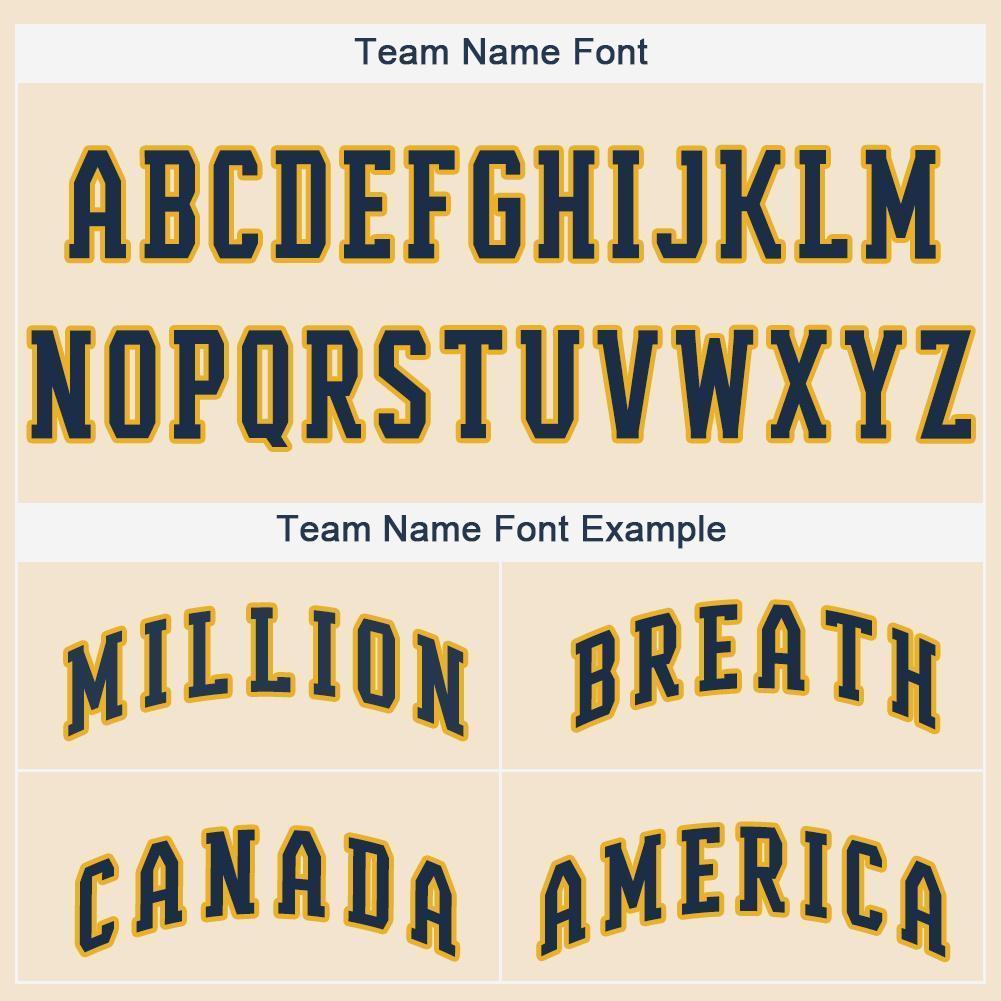 Custom Cream Navy-Gold Baseball Jersey view 5
