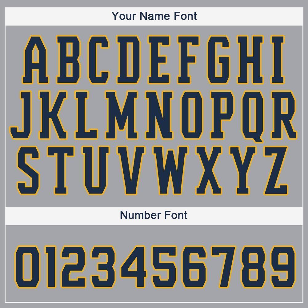 Custom Gray Navy-Gold Baseball Jersey view 5
