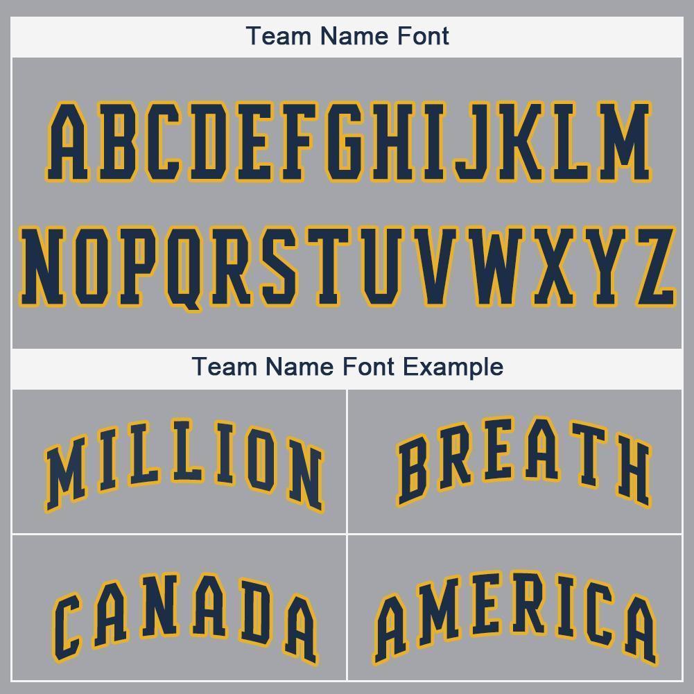 Custom Gray Navy-Gold Baseball Jersey view 6