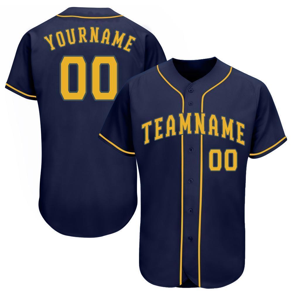 Custom Navy Gold Baseball Jersey - Main View