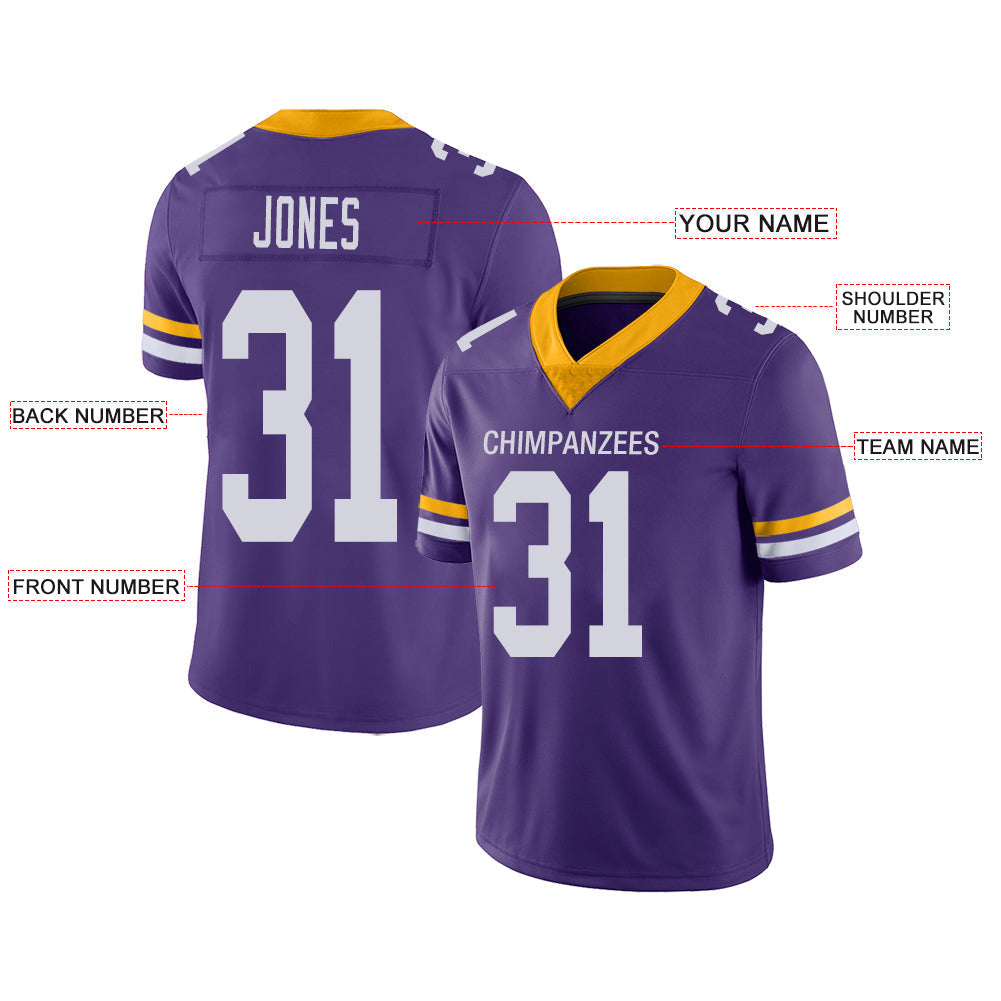 Custom MN.Vikings Stitched American Football Jerseys Personalize Birthday Gifts Purple Jersey view 2