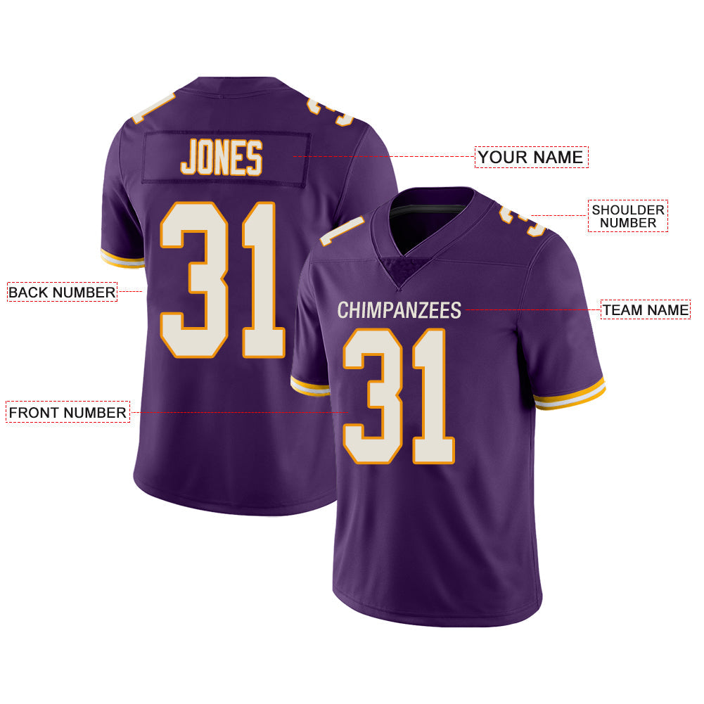 Custom MN.Vikings Stitched American Football Jerseys Personalize Birthday Gifts Purple Jersey view 2