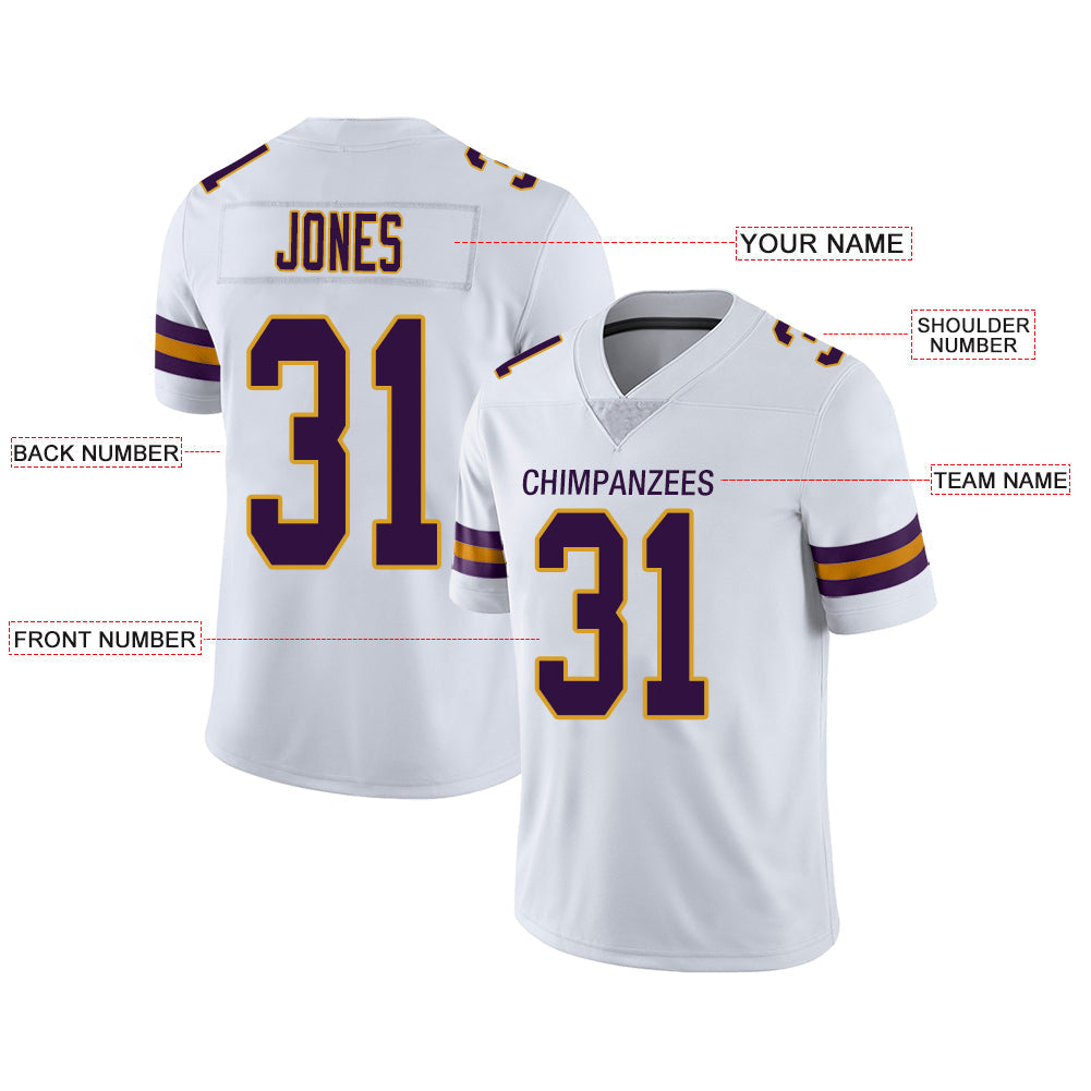 Custom MN.Vikings Stitched American Football Jerseys Personalize Birthday Gifts White Jersey view 2