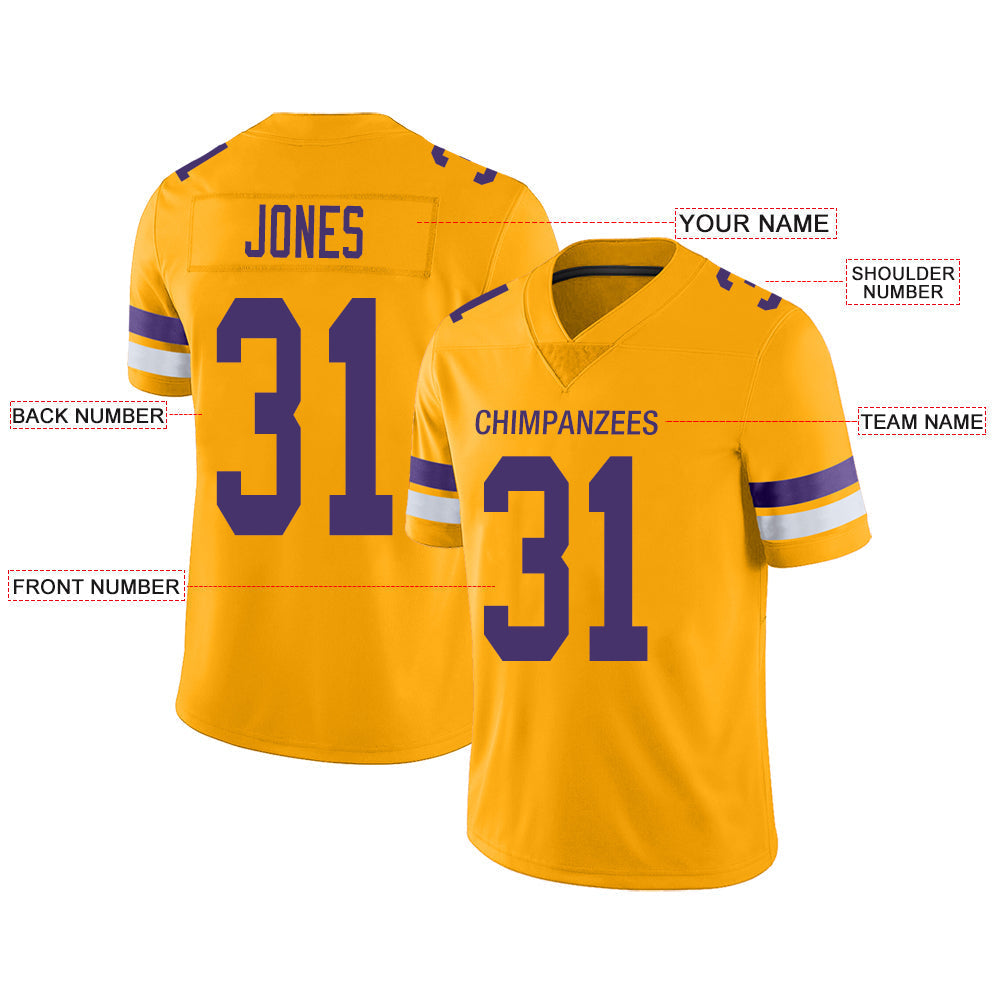 Custom MN.Vikings Stitched American Football Jerseys Personalize Birthday Gifts Gold Jersey view 2